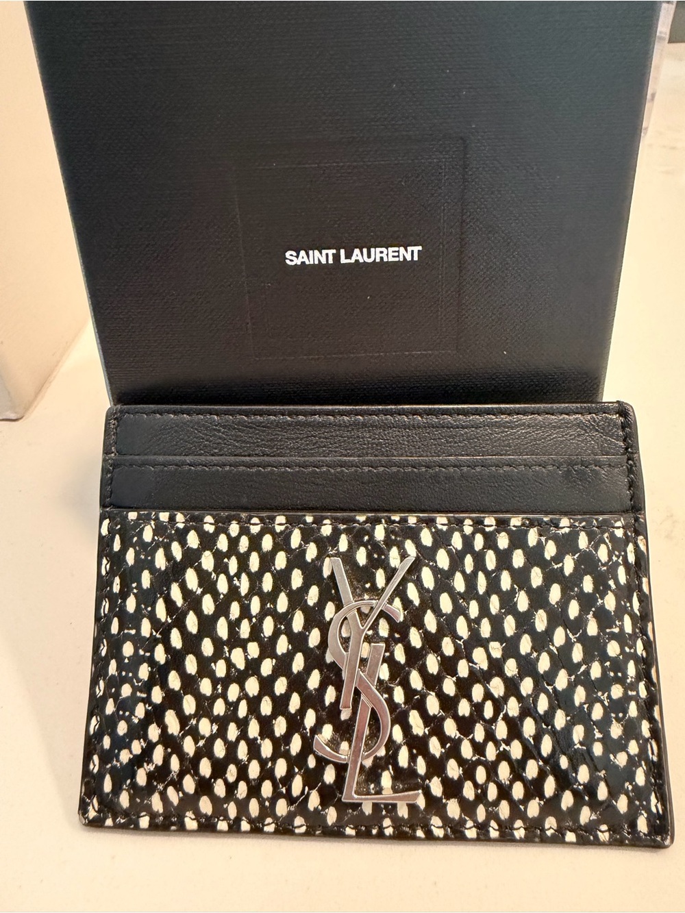 YSL Saint Laurent Python Embossed Card Case RARE - Picture 2 of 6